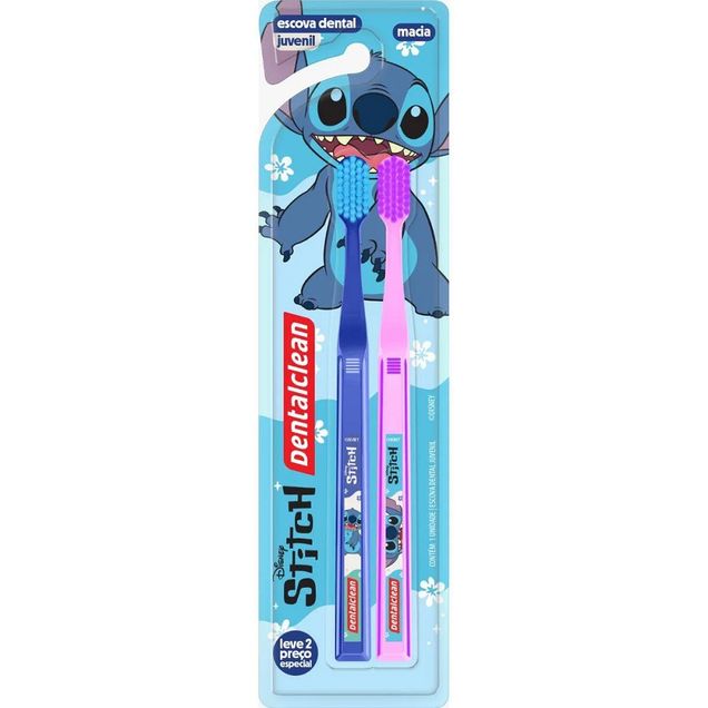 Escova Dental Infantil DentalClean Stitch Macia 2 Unidades