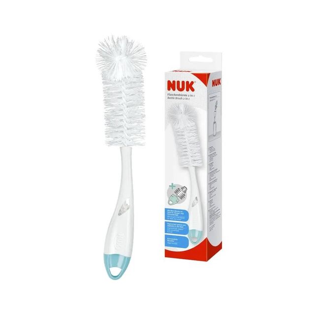 Escova de Lavar Mamadeiras Nuk 2 em 1 Azul