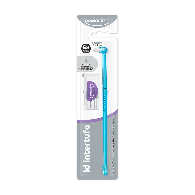 Escova Dental Powerdent Intertufo com Refil Interdental 3 a 7mm 6 Unidades