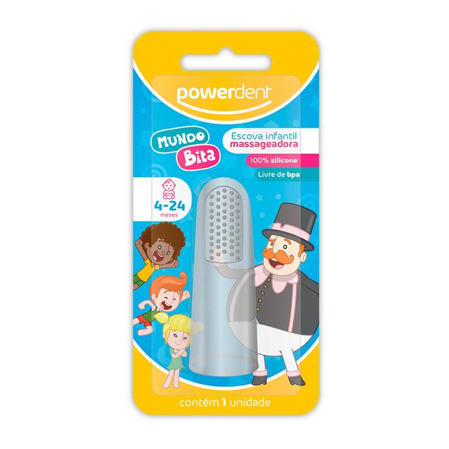 Escova Dental Infantil Massageadora Mundo Bita Powerdent 2 a 4 meses