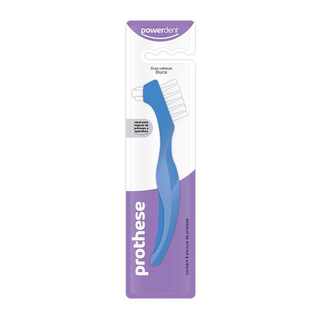 Escova Dental Prothese Dura Cerdas Duras PowerDent 1 Unidade
