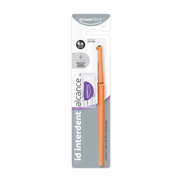 Escova Interdental Powerdent Interdent Cônico 3 a 7mm + Refis 6 Unidades