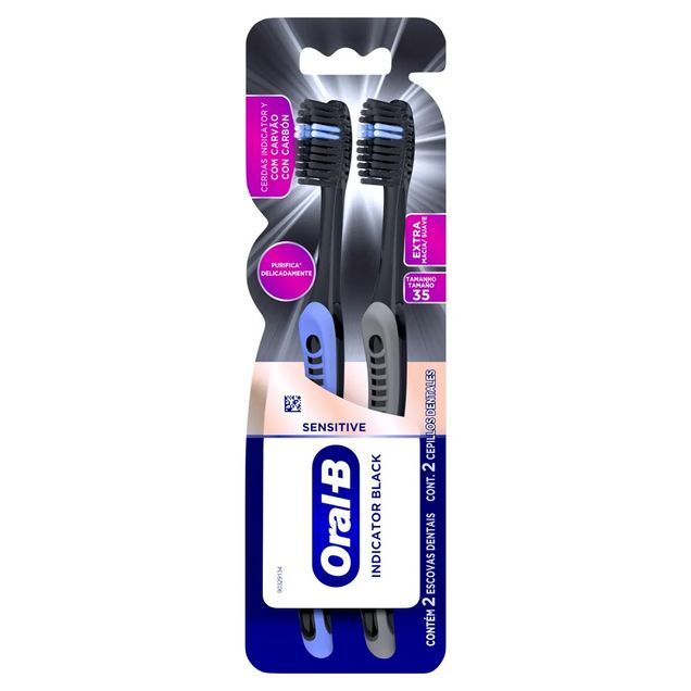 Escova Dental Indicator Black Sensitive com Carvão Oral B 2 Unidades