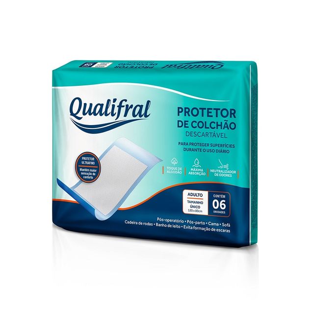 Protetor Colchão Descartável Qualifral Ultra Fino Hipoalergênico 6 Unidades