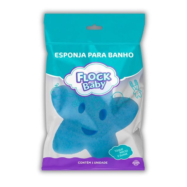 Esponja de Banho Infantil Flock Baby Estrela Azul 1 unidade
