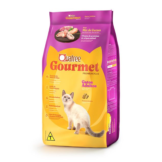 Ração Quatree Gourmet Gatos Adultos Mix de Carnes 10,1kg
