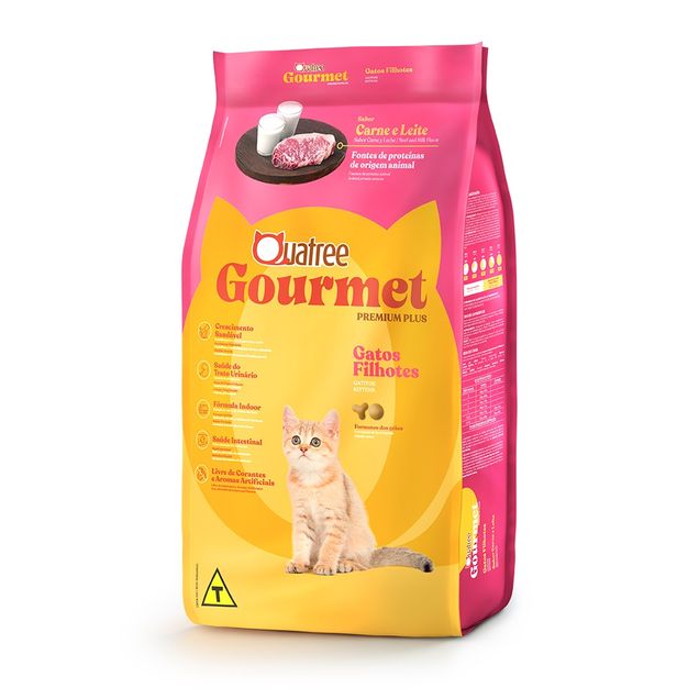 Ração Quatree Gourmet Gatos Filhotes Carne e Leite 1kg