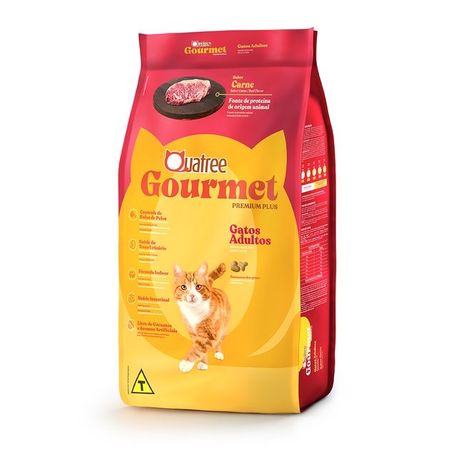Ração Quatree Gourmet Gatos Adultos Carne 10,1kg