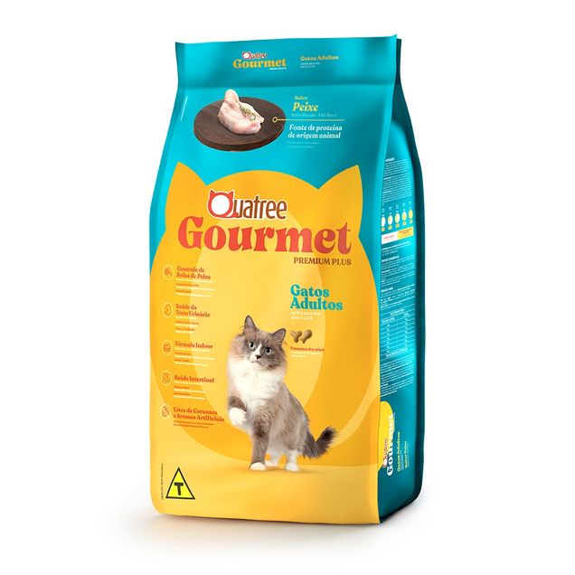 Ração Quatree Gourmet Gatos Adultos Sabor Peixe 1kg