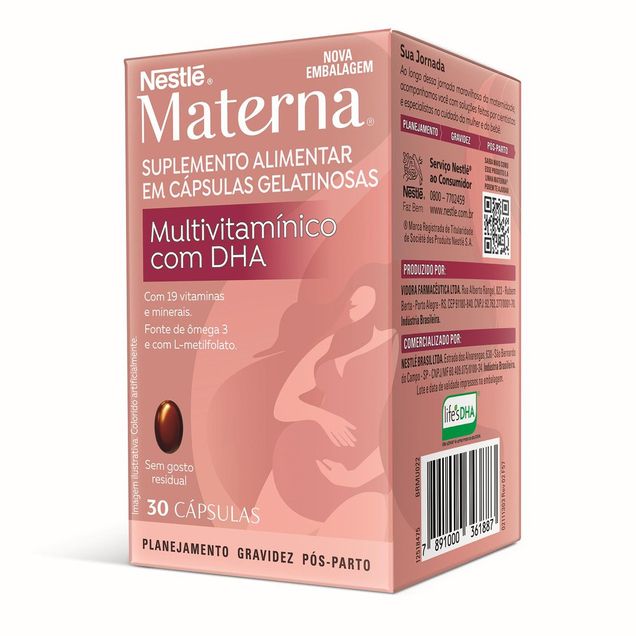 Suplemento Alimentar Materna Multivitamínico Nestlé com DHA 30 cápsulas
