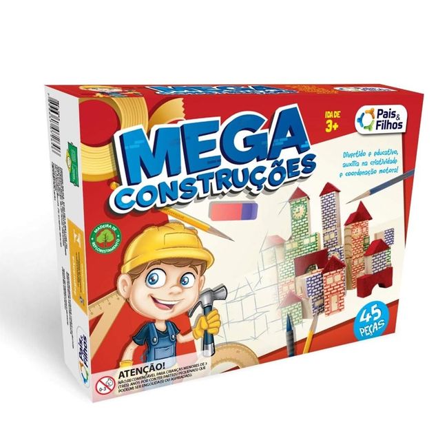 Brinquedo Mega Construções Pais e Filhos 45 Peças