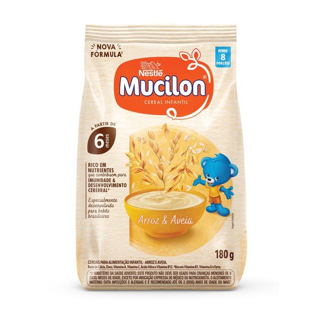 Cereal Infantil Mucilon Arroz e Aveia 180g
