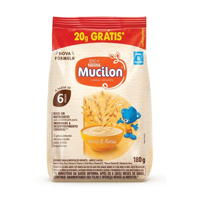 Cereal Infantil Mucilon Nestlé Arroz e Aveia 180g