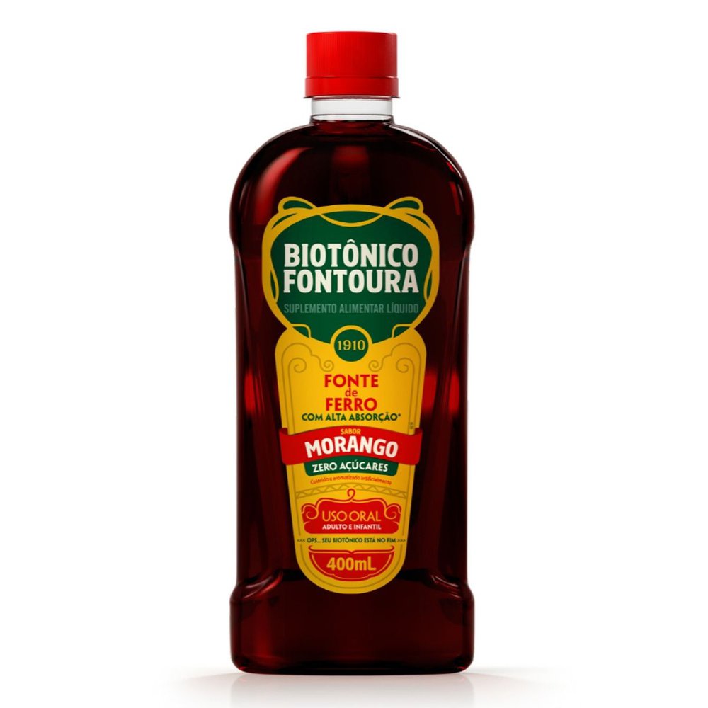 Biotônico Fontoura Morango 400 mL Hypera Mip 1 Frasco