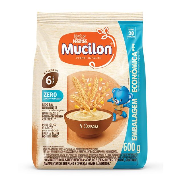 Cereal Infantil Mucilon® 5 Cereais Zero 600g
