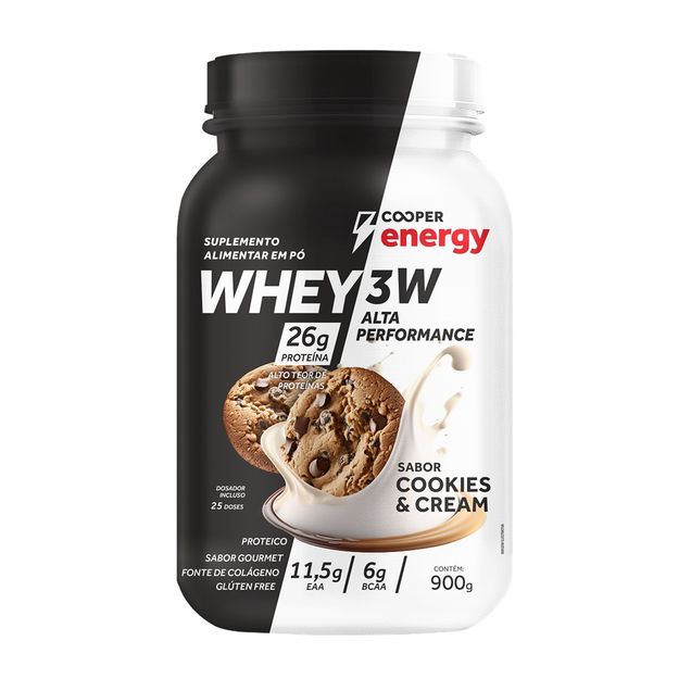 Whey Protein 3W Cookies And Cream 900g Cooper Energy 1 Pote