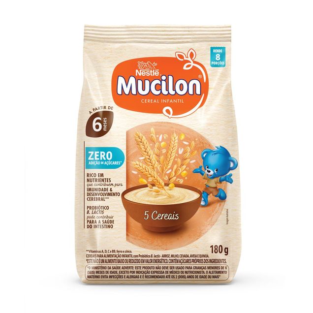 Cereal infantil Mucilon 5 Cereais Zero 180g