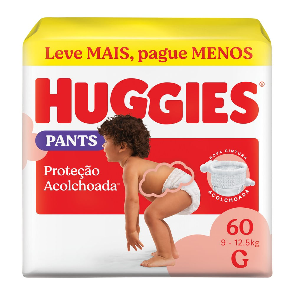 Fralda Huggies Proteção Acolchoada Pants G 58 Unidades Leve + Pague -