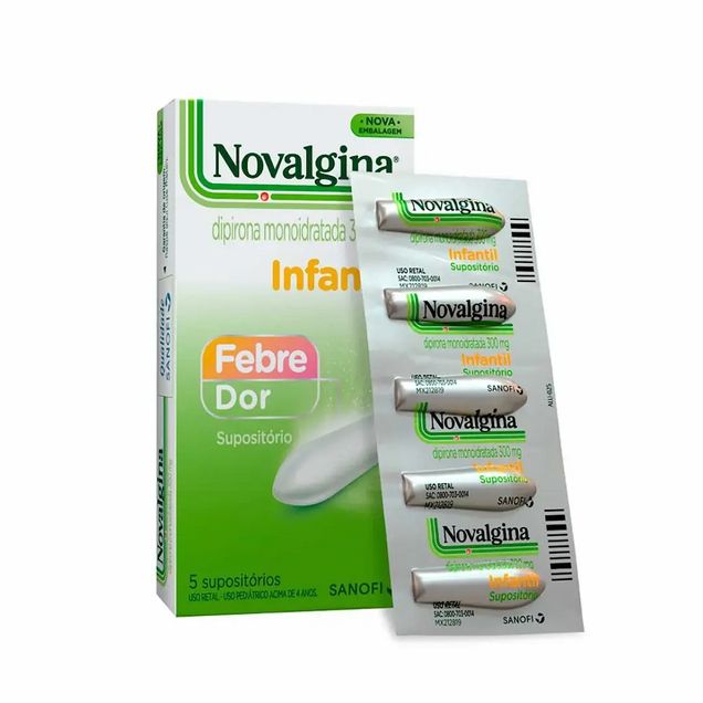 Novalgina 300mg Infantil Sanofi Aventis Farmaceutica Lt 5 Supositórios