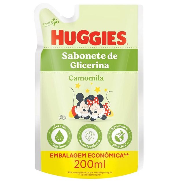Sabonete Líquido Glicerina Huggies Camomila Bebê Hipoalergênico Kimberly 200ml