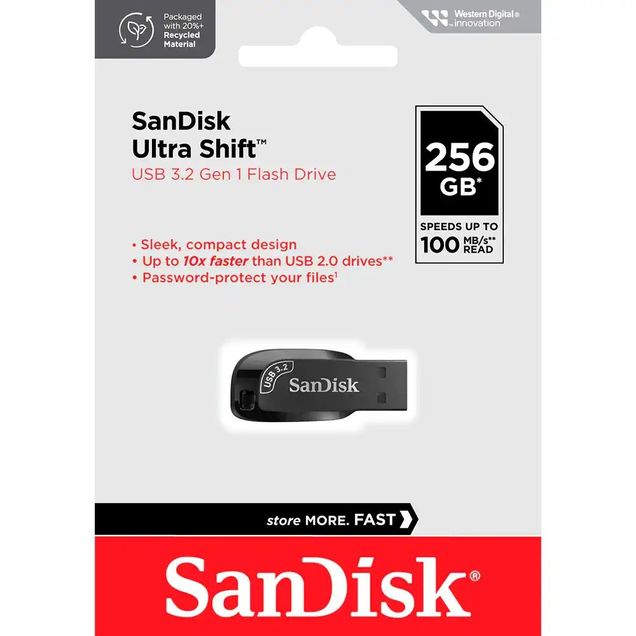 Pen Drive SanDisk Ultra Shift G46 256GB USB 3.2 Preto