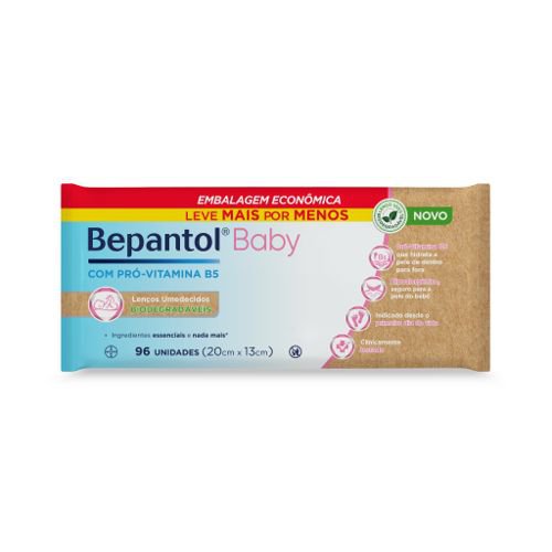 Lenço Umedecido Bepantol Baby Biodegradáveis 96 Unidades