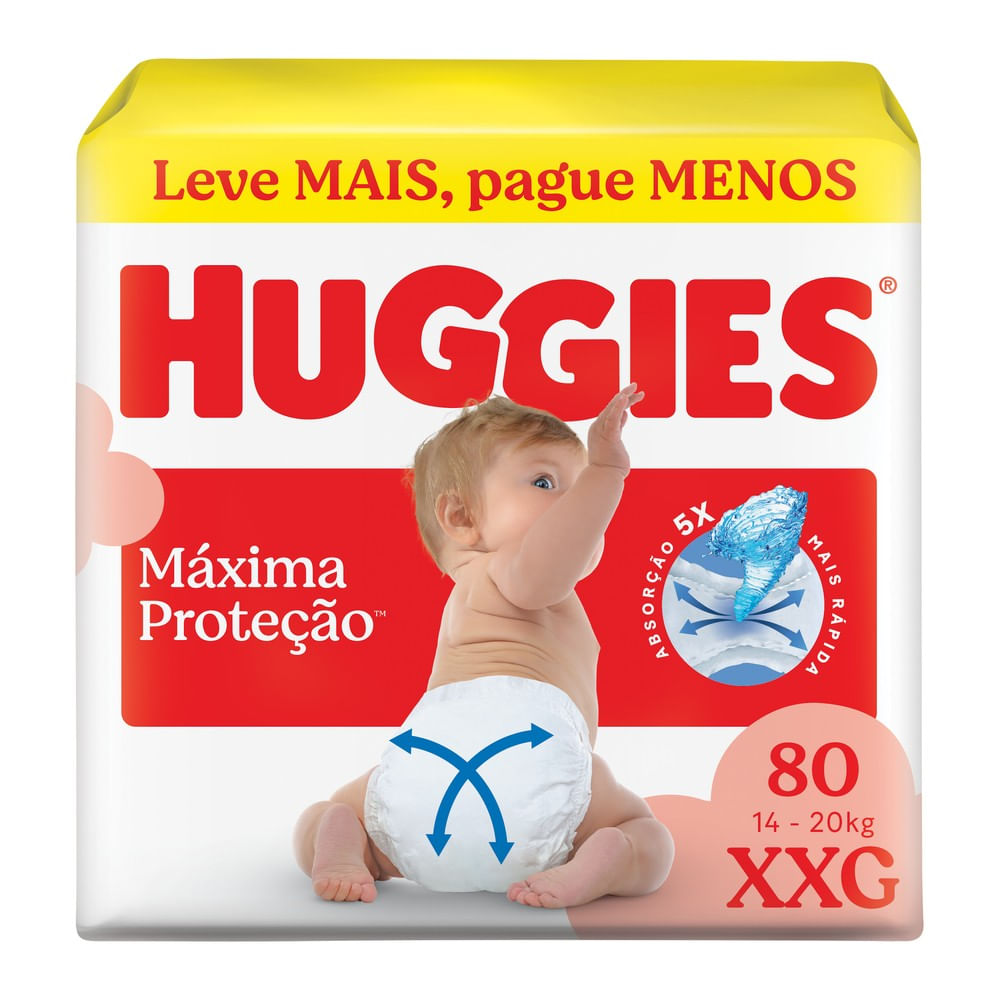 Fralda Descartável Huggies Máxima Proteção Tamanho XXG 80 Unidades
