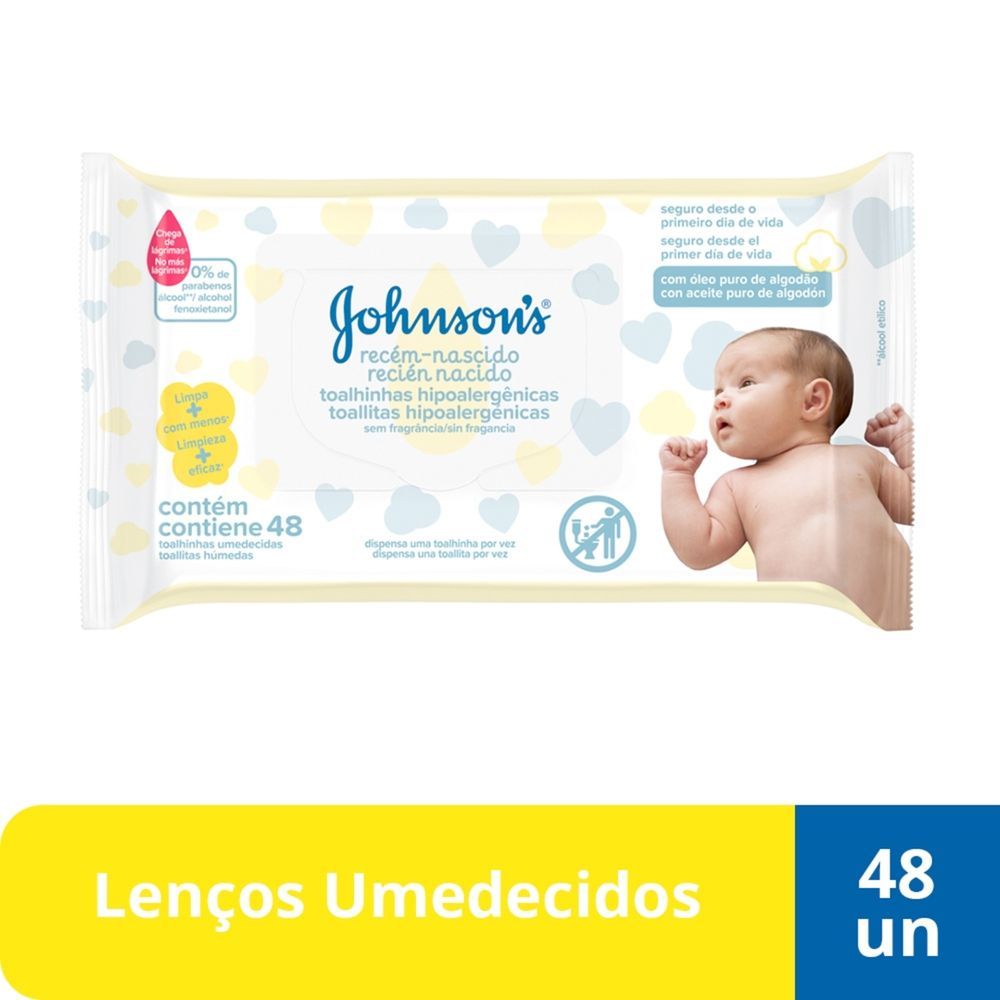 Lenço Umedecido Johnsons Baby Recém Nascido 48 Unidades