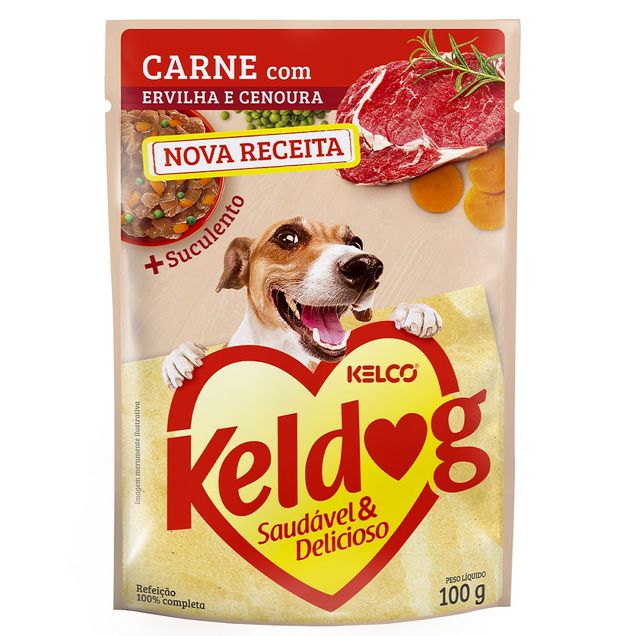 Sachê Ração Úmida Keldog Carne com Ervilha e Cenoura 100g