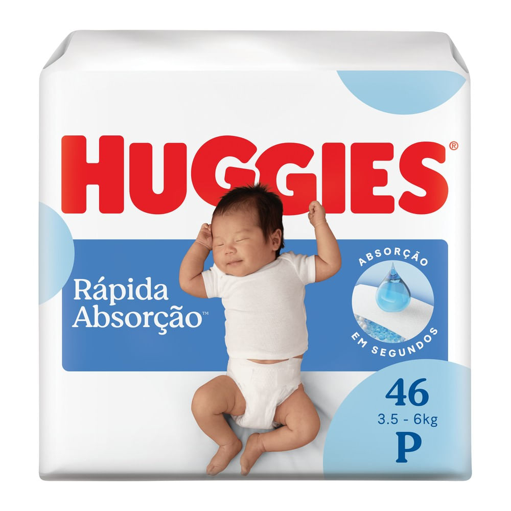 Fralda Huggies Descartável Rápida Absorção P 46 Unidades