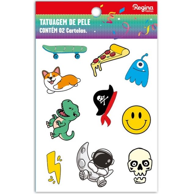 Tatuagem de Pele Infantil Divertidas 3 Ciranda Mágica 20 Unidades - Tatuagem de Pele Diversos 3 Ciranda Mágica 20 Unidades Carnaval