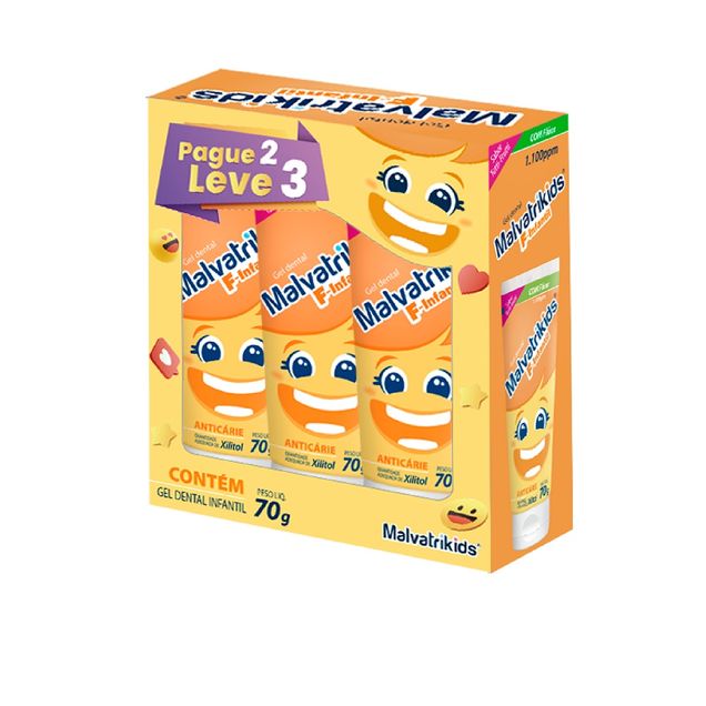Kit Gel Dental Malvatrikids Infantil 70g