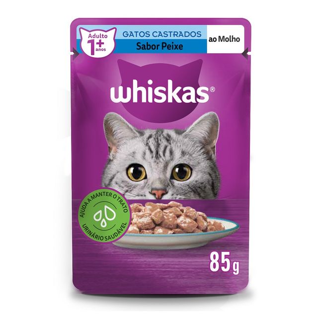 Ração Úmida para Gatos Castrados Whiskas Peixe ao Molho 85g