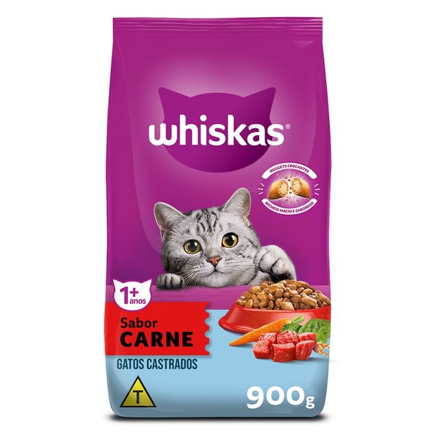 Ração para Gato Whiskas Castrados Sabor Carne 900g