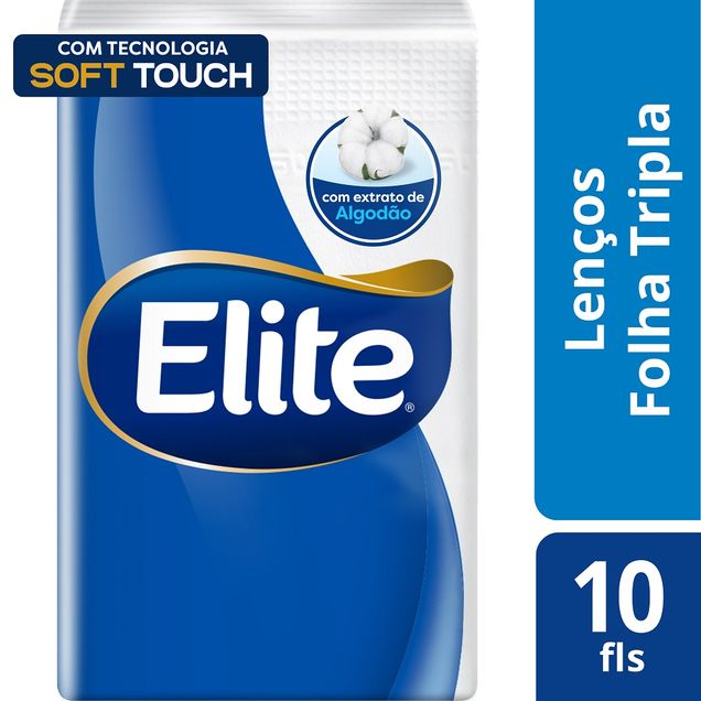 Lenço de Papel Bolso Soft Touch Ultra Macio Elite 10 Unidades