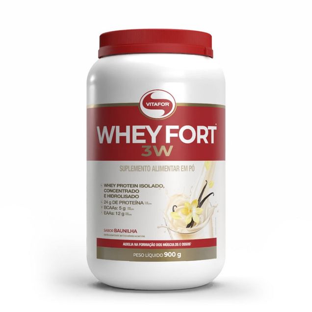 Whey Protein Fort 3W Baunilha Vitafor 900g