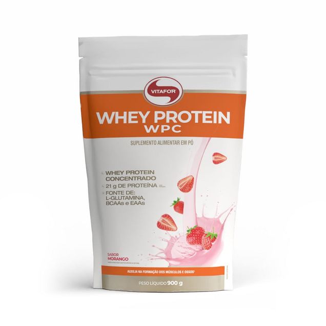 Whey Protein WPC Sabor Morango Vitafor 900g