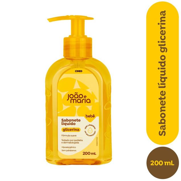 Sabonete Líquido Glicerina João e Maria Bebê Cimed Recém-nascido 200ml