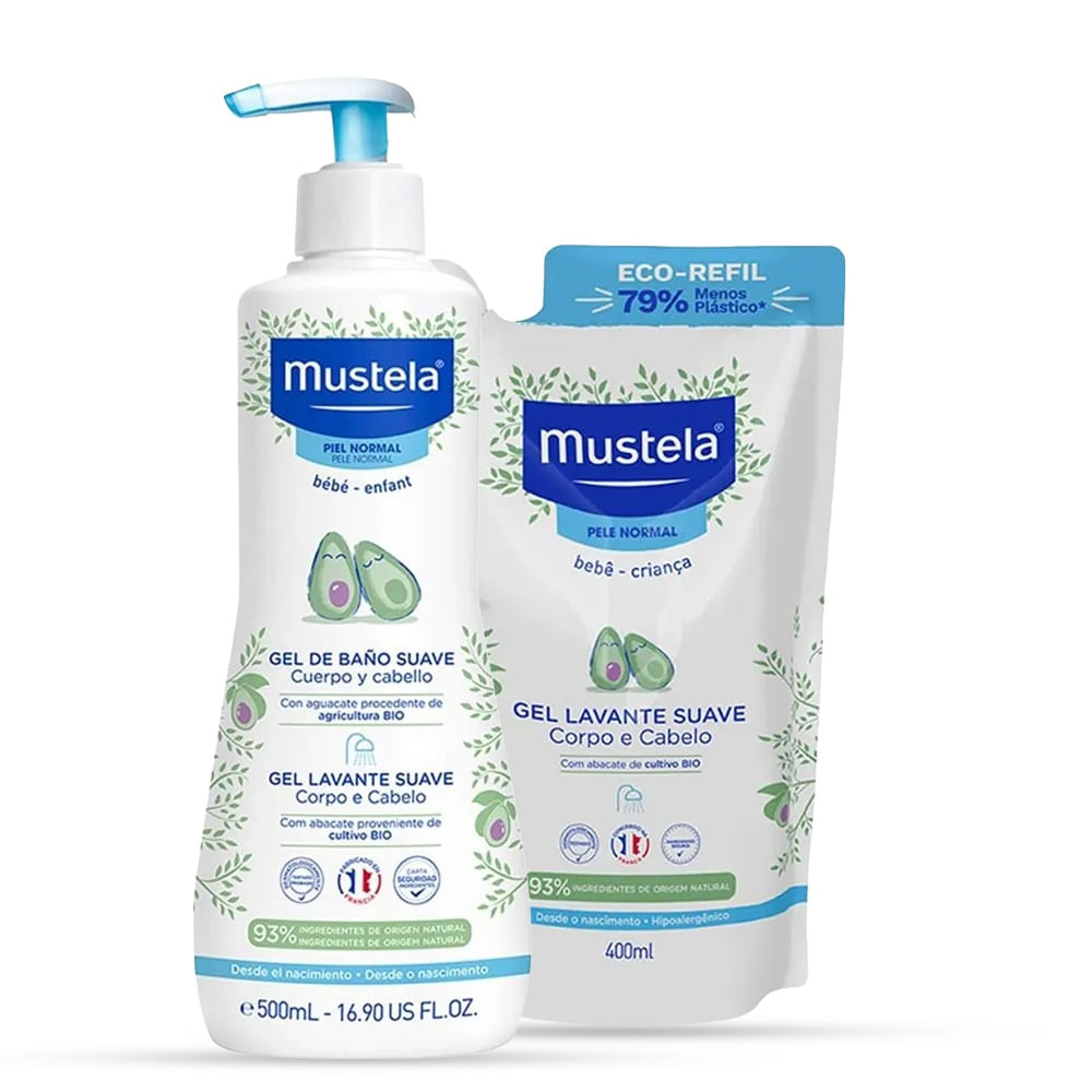 Mustela Kit Hora do Banho - Gel Lavante 500ml + Refil 400ml