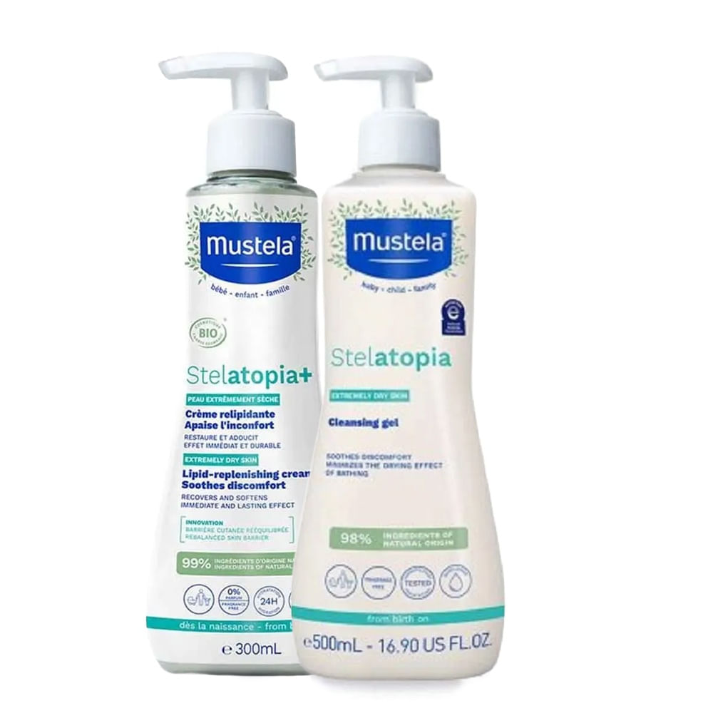 Mustela Kit Stelatopia - Gel Lavante Stelatopia 500ml + Stelatopia+ 300ml