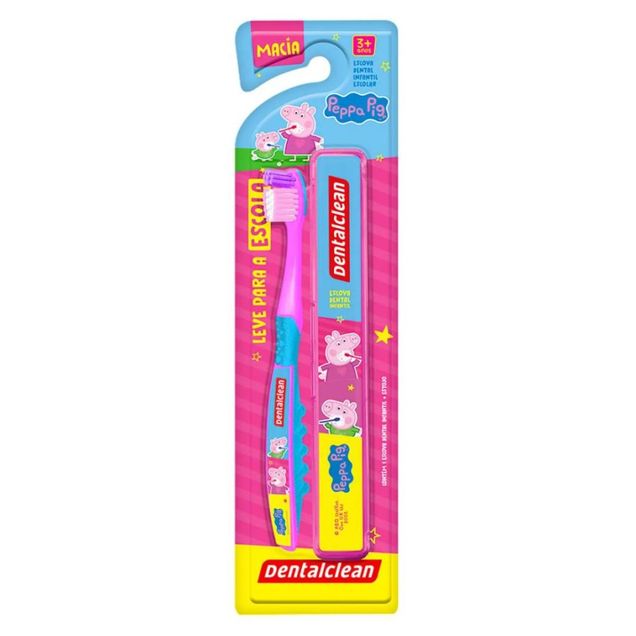 Escova Dental Dentalclean Peppa Escolar Infantil Cerdas Macias Cabeça Compacta 1 unidade
