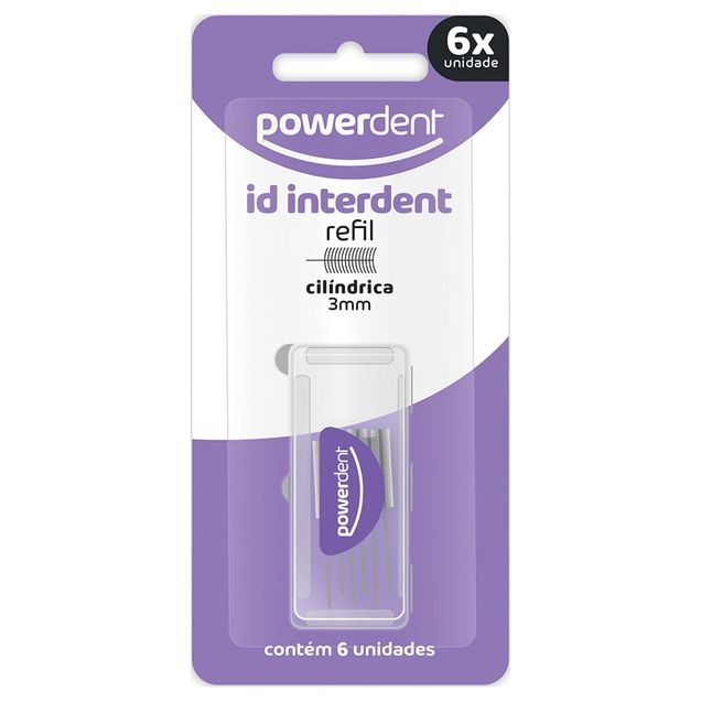 Escova Interdental Powerdent Refil Cilíndrico 3mm 6 Unidades