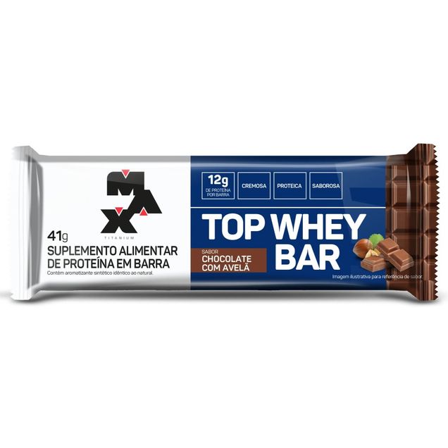 Barra de Proteína Max Titanium Top Whey Chocolate com Avelã 41g