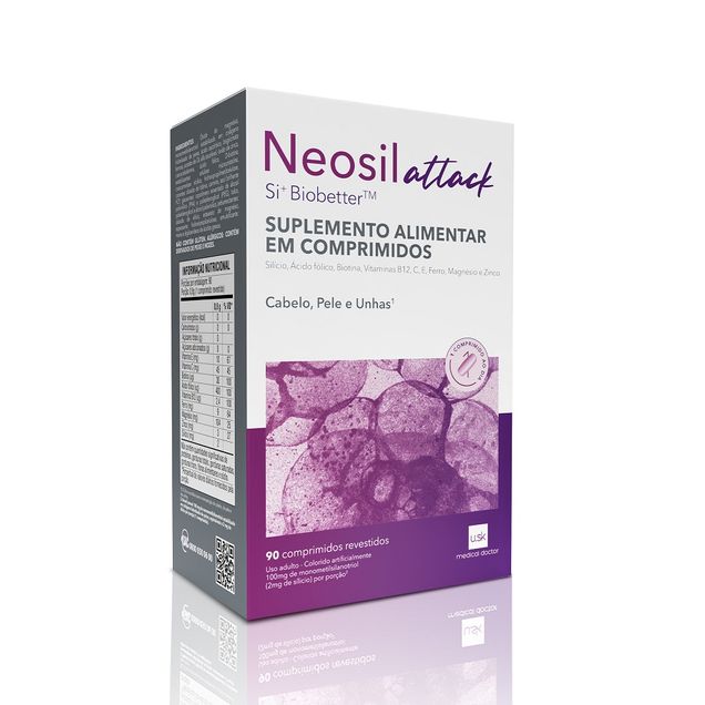 Neosil Attack Suplemento Alimentar Cabelo Pele e Unhas 90 Comprimidos