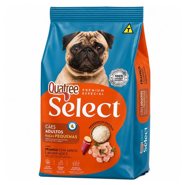Ração Cães Adultos Raças Pequenas Quatree Select Frango 1kg