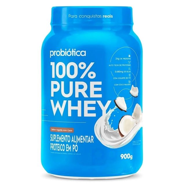 Whey 100% Pure Probiótica Iogurte com Coco Max Titanium 900g