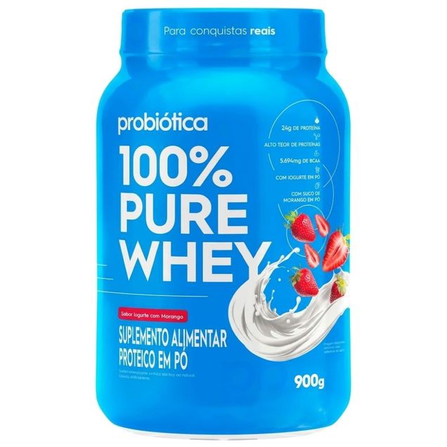 Whey 100% Pure Probiótica Iogurte com Morango 900g Max Titanium